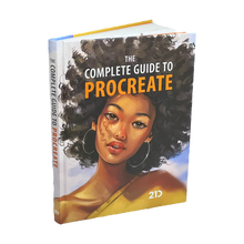Load image into Gallery viewer, The Complete Guide to Procreate hardcover, front cover at an angle