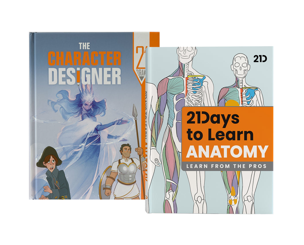 The Character Designer & 21 Days to Learn Anatomy (HARDCOVERS + EBOOKS)